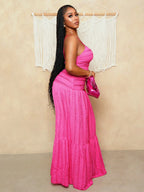 Elegant Textured Maxi Slip Dress