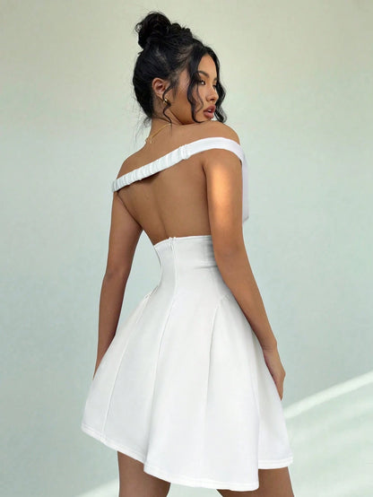 A-Line Off Shoulder  Mini Dress