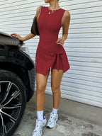 College Backless Tie-Waist Yoga Dress