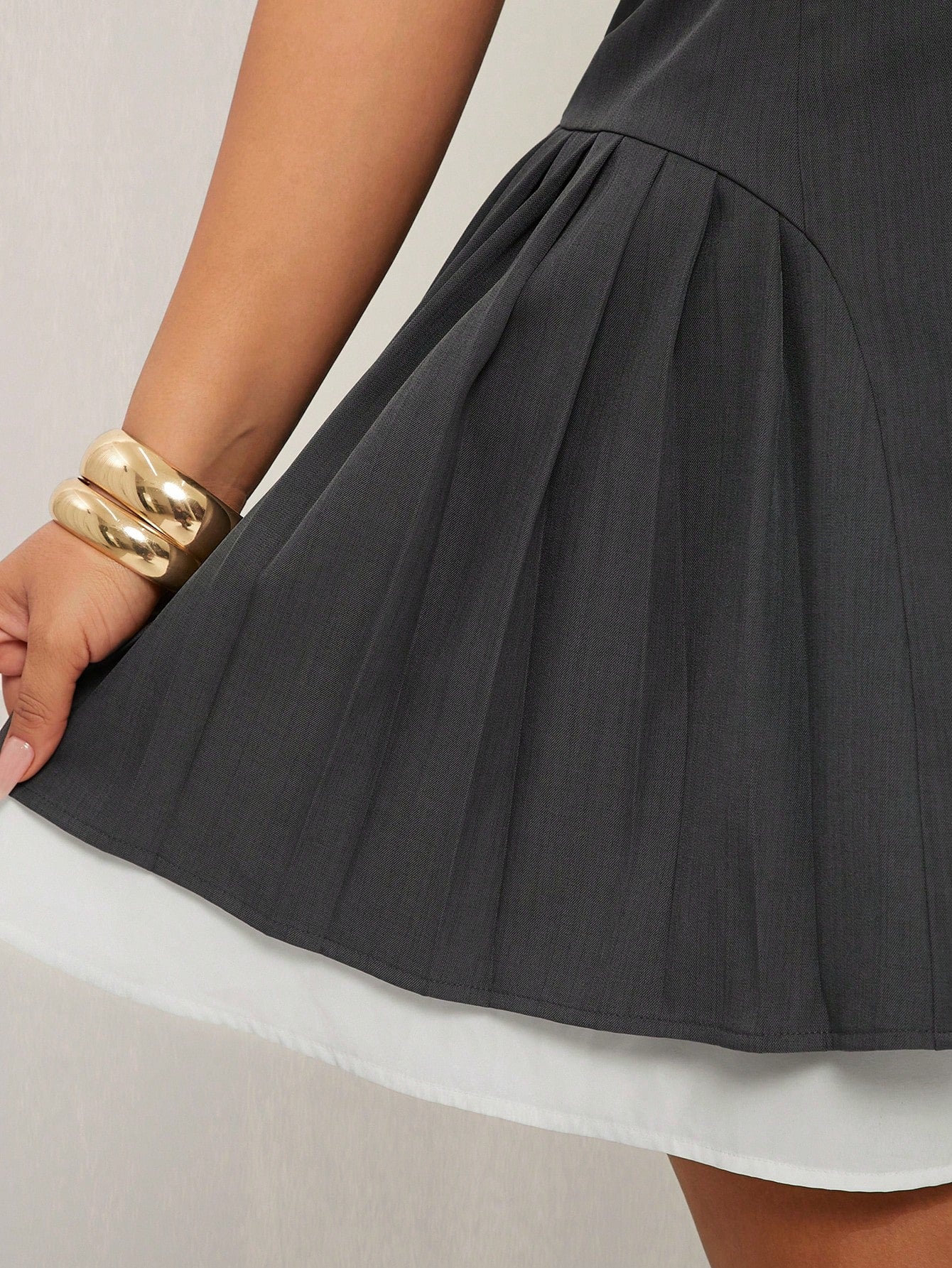 V-Neck Sleeveless Ruched Hemline Mini Dress