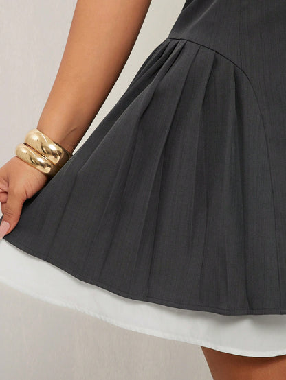 V-Neck Sleeveless Ruched Hemline Mini Dress