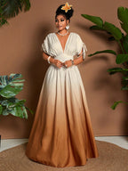 Ombre Elegant V-Neck Maxi Dress