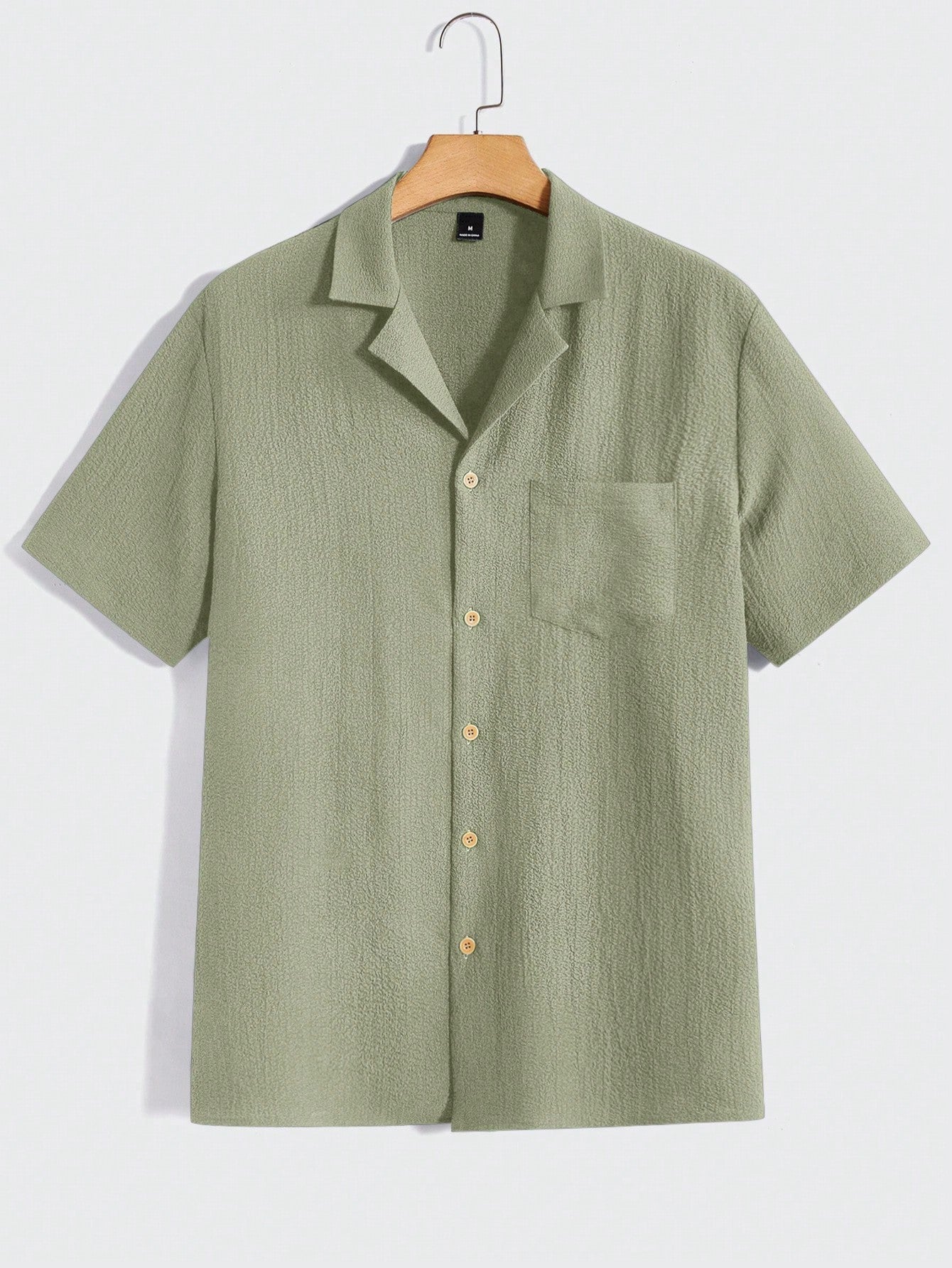 Solid Button Front Pocket Shirt And Pants Set