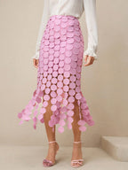 Laser Cut Multi Circle Double Layered Maxi Skirt