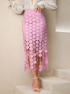Laser Cut Multi Circle Double Layered Maxi Skirt