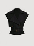 Collared Belted Cropped Trench Coat