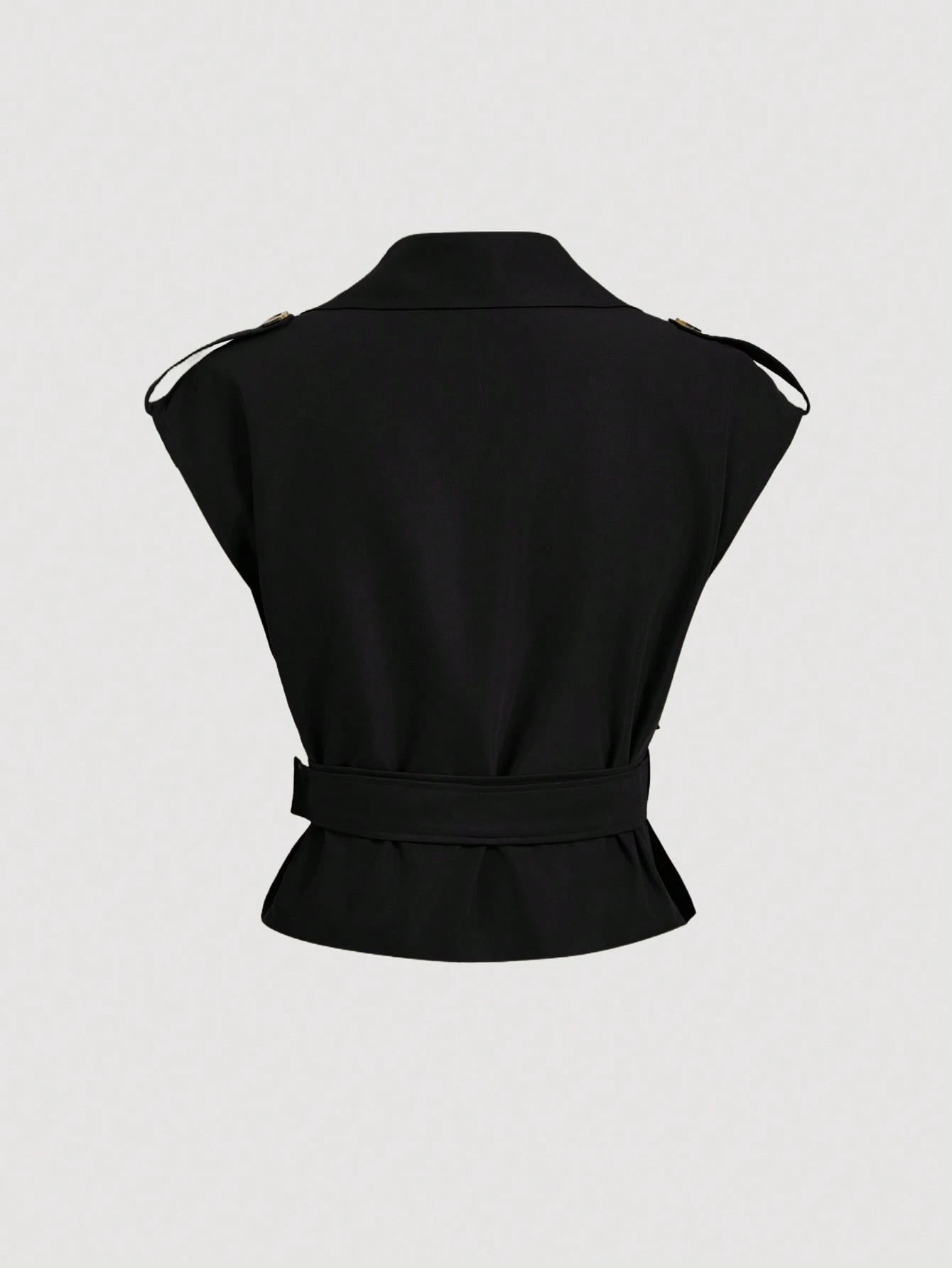 Collared Belted Cropped Trench Coat
