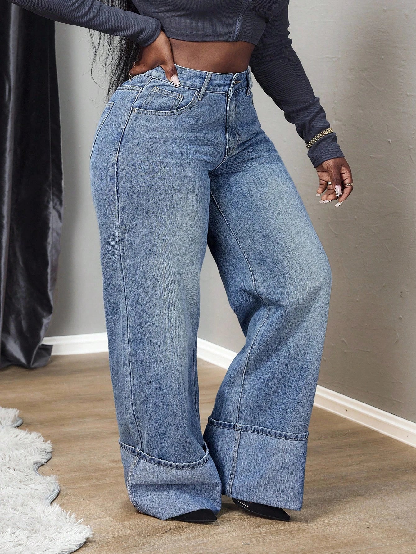Wide-Leg Loose Casual Versatile Jeans
