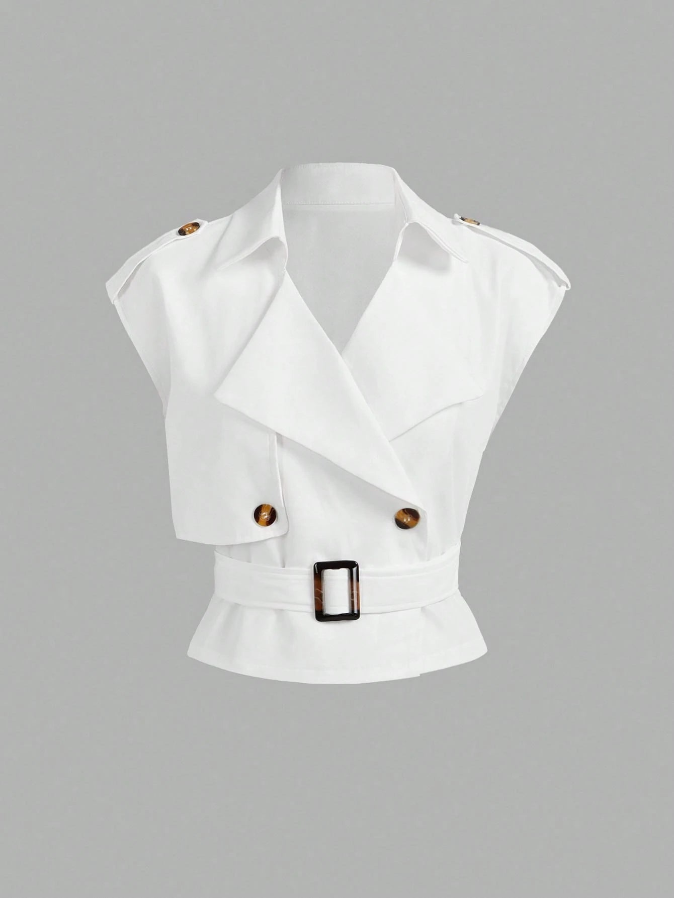 Collared Belted Cropped Trench Coat