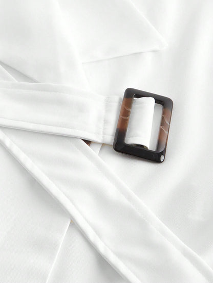 Collared Belted Cropped Trench Coat