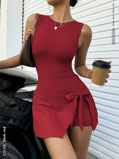 College Backless Tie-Waist Yoga Dress