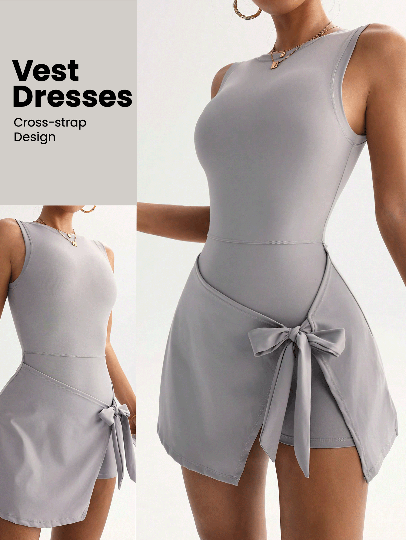 College Backless Tie-Waist Yoga Dress
