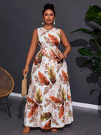 Crew Neck Twist Ruffle Hem Sleeveless Dress