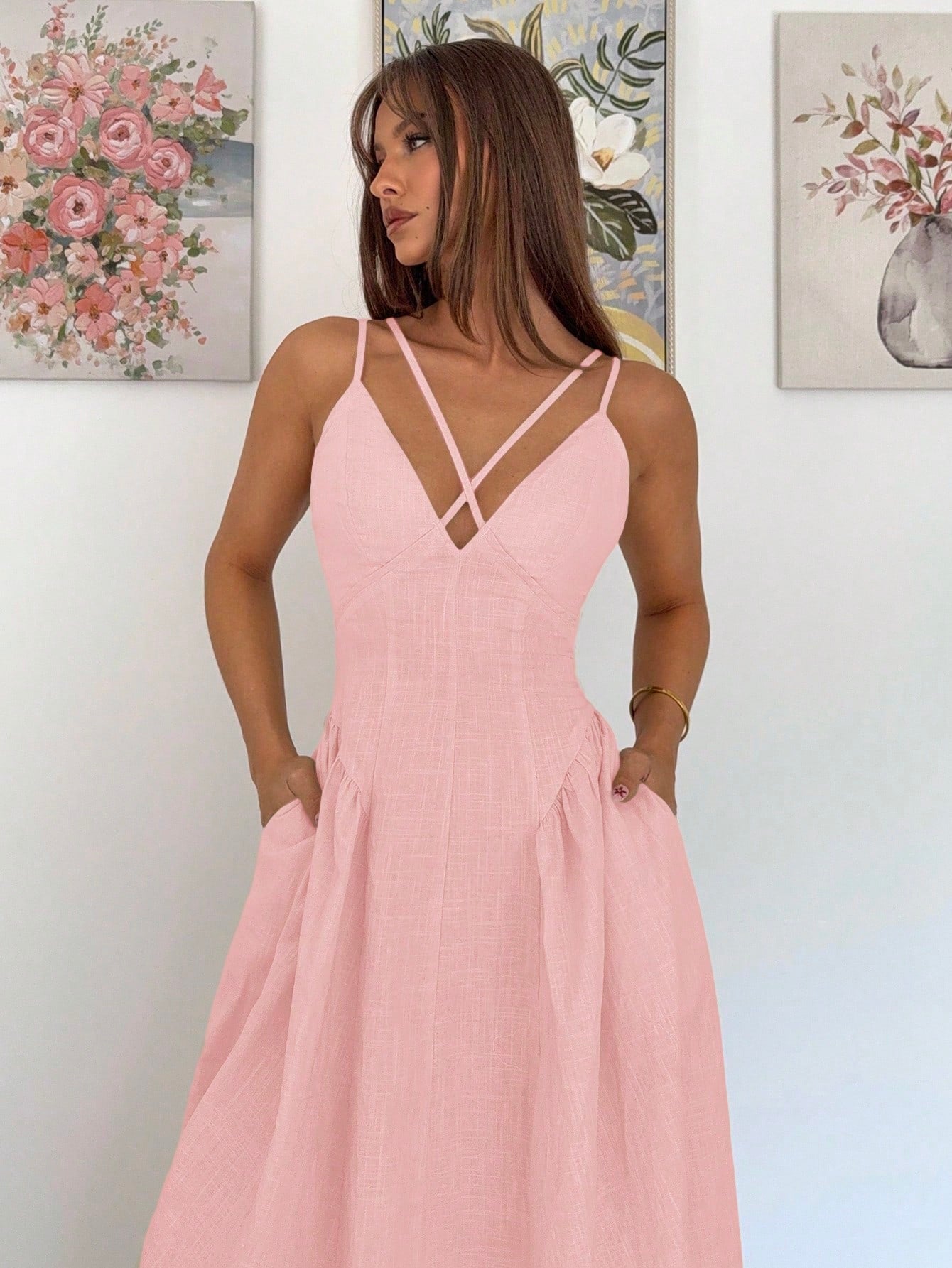 Ruffle Elegant A-Line Long Skirt Dress