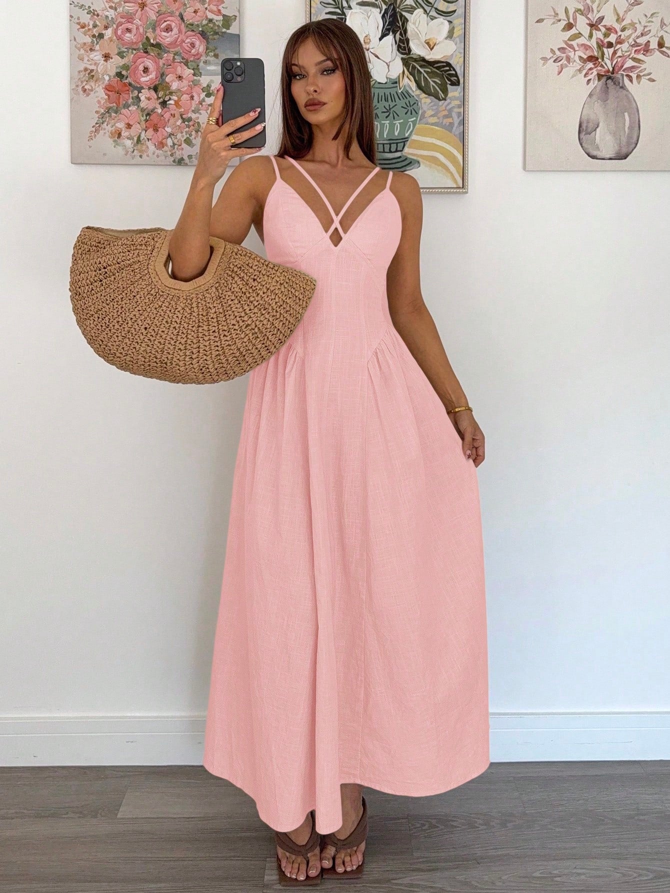 Ruffle Elegant A-Line Long Skirt Dress