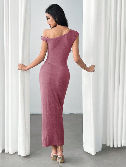 Slim Fit and Metal Buckle Decor Dress