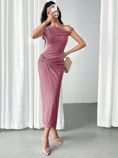 Slim Fit and Metal Buckle Decor Dress