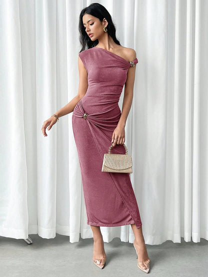 Slim Fit and Metal Buckle Decor Dress