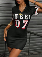 V-Neck Short Sleeve Casual Dress