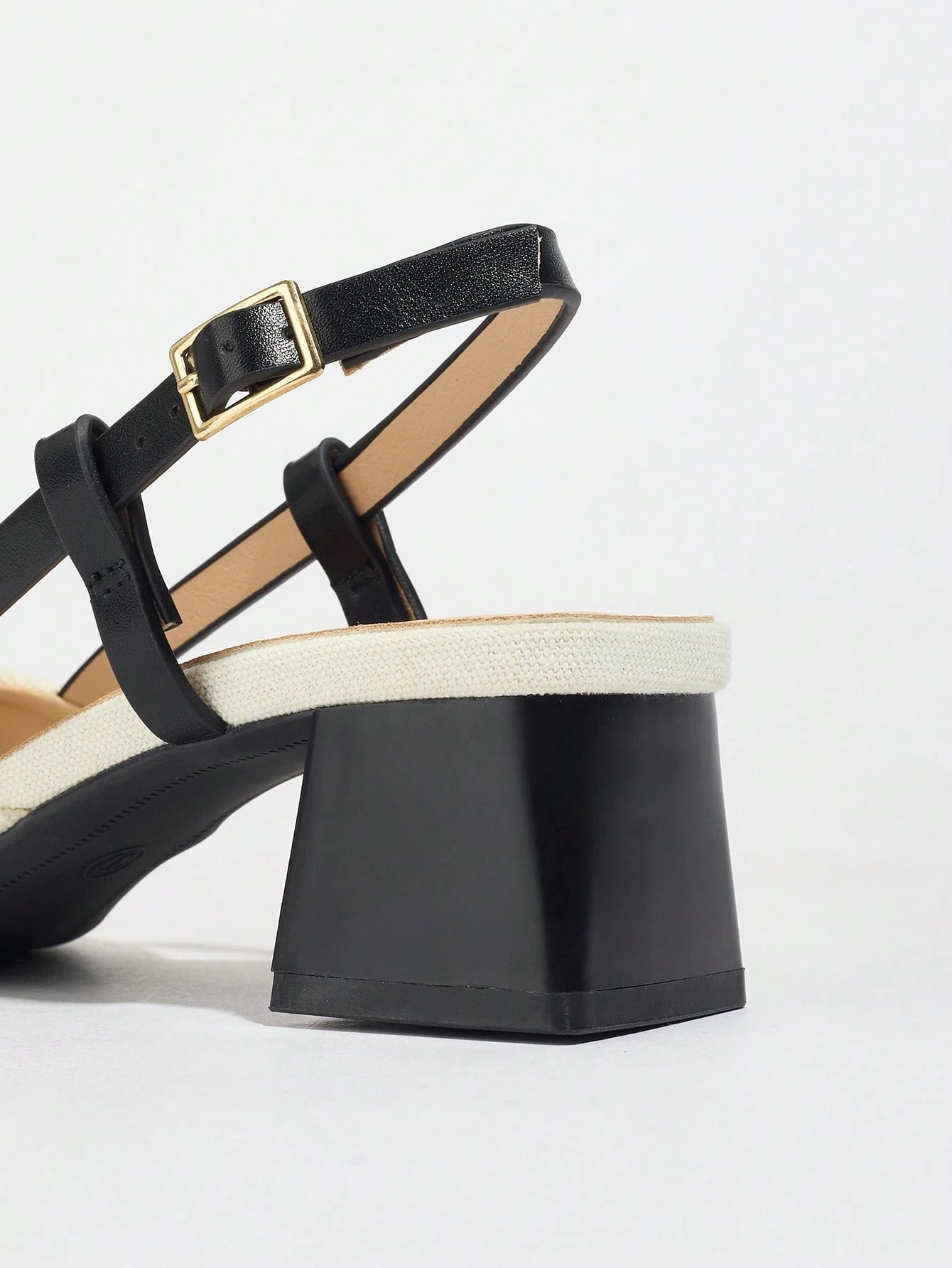 Pointed Closed Toe Two-Tone Thick Heel Pumps