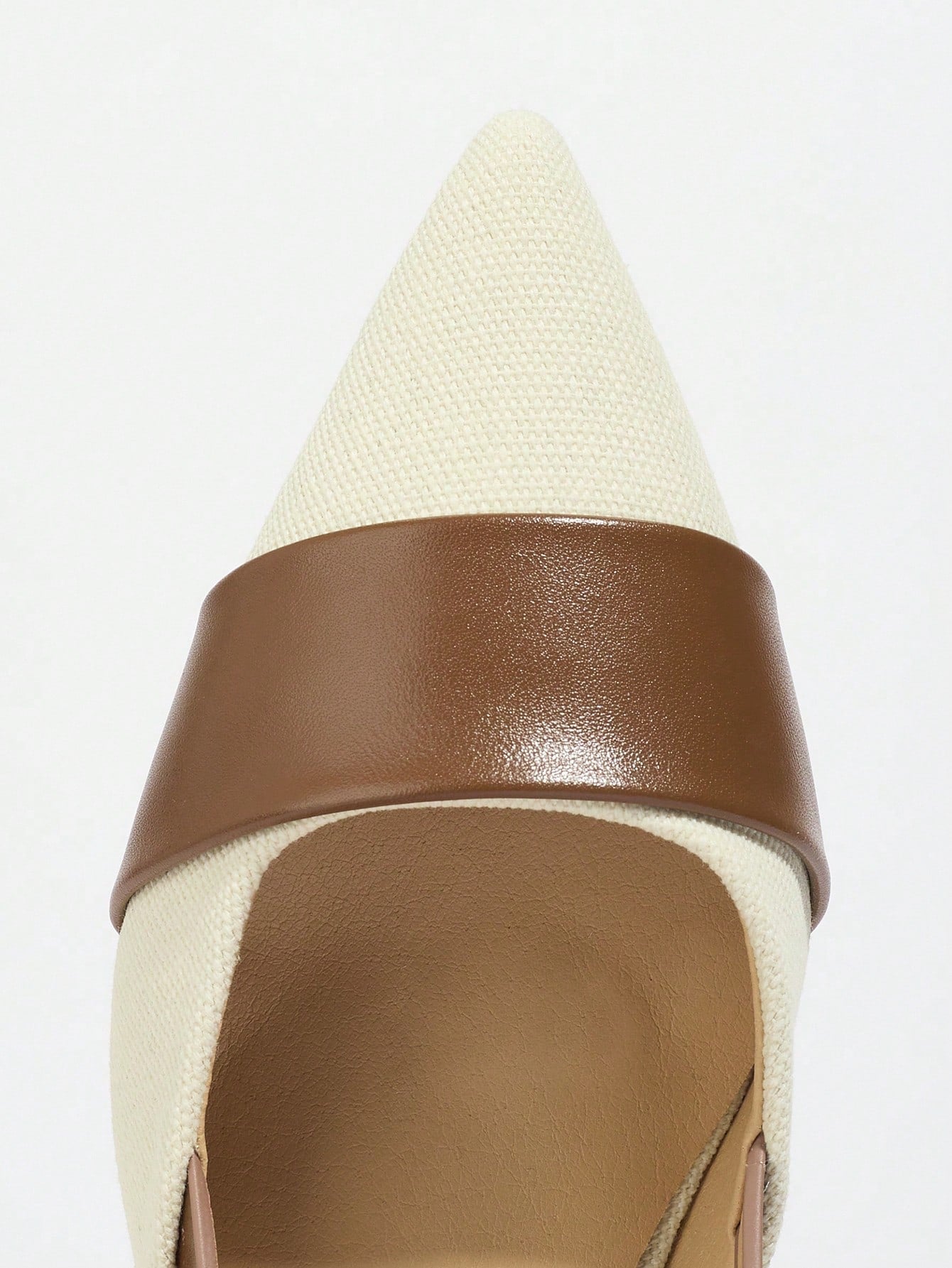 Pointed Closed Toe Two-Tone Thick Heel Pumps