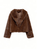 Brown fur jacket on a white background