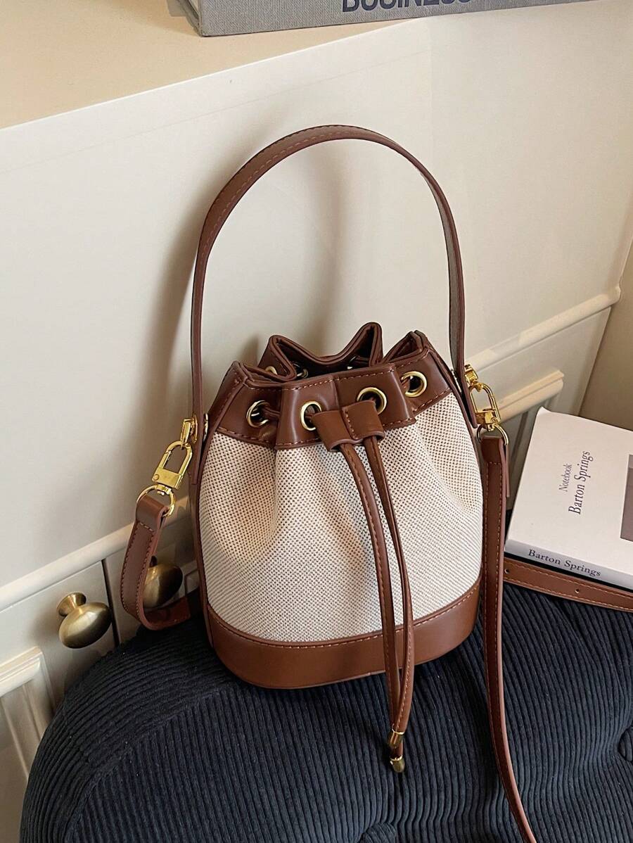 Bucket Straw Woven Shoulder Bag