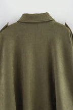 Green military-style jacket on a white background