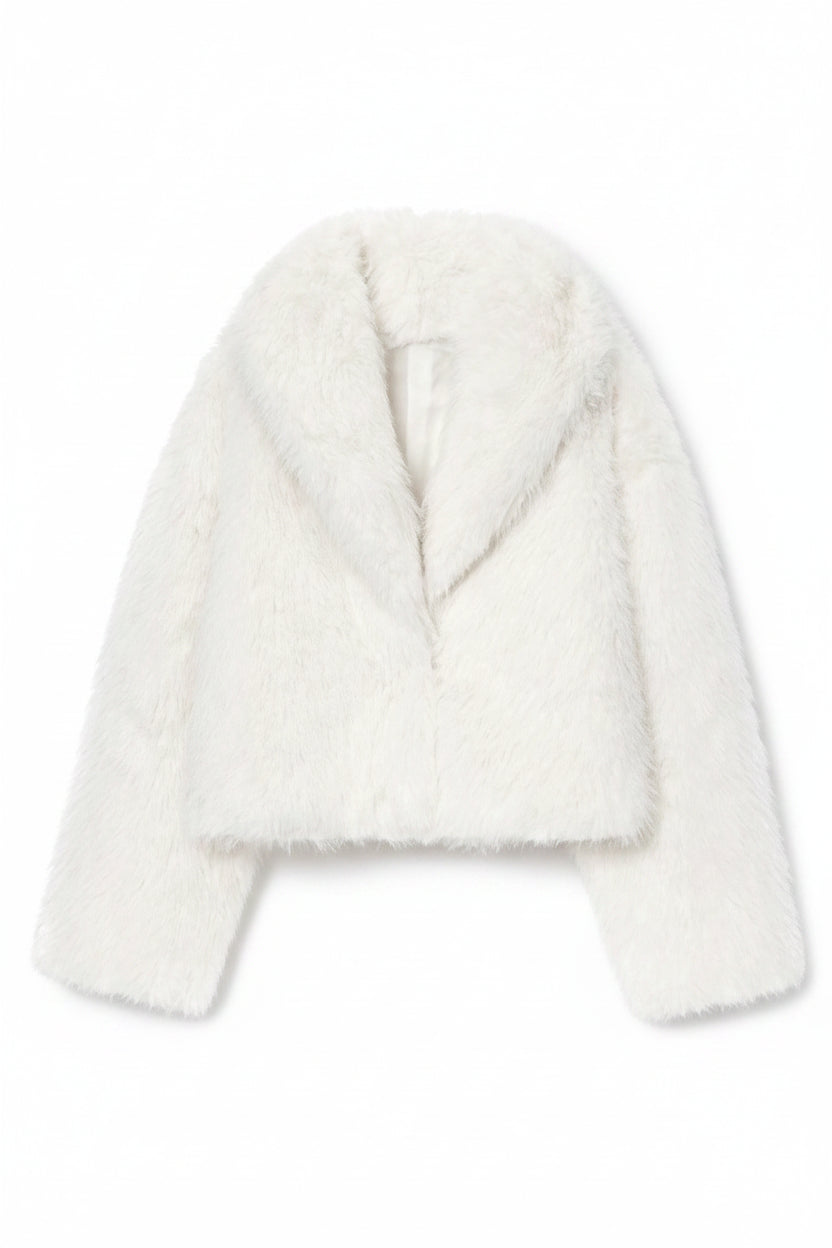 White fur coat on a white background