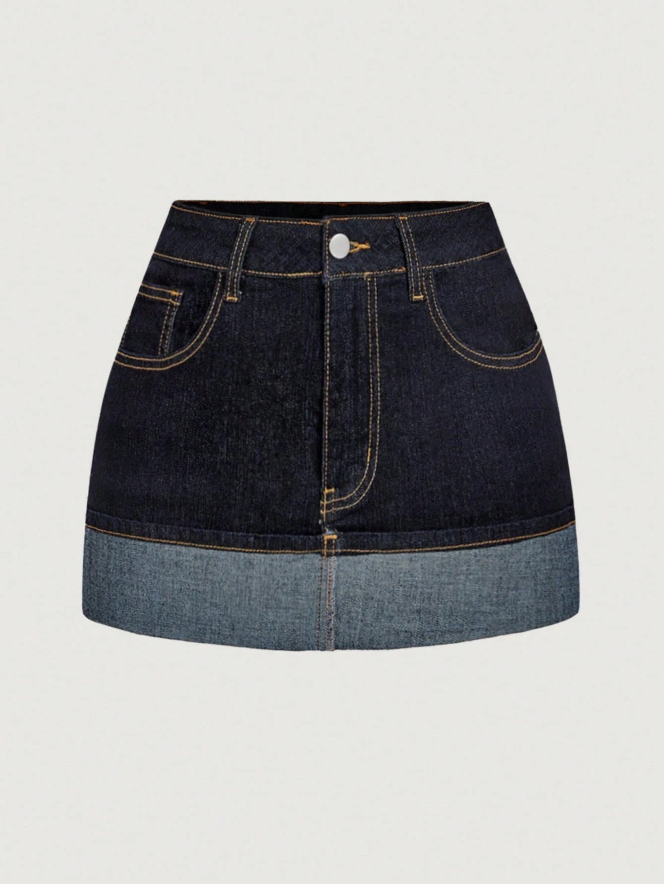 Solid Minimalist Casual Denim Skirt