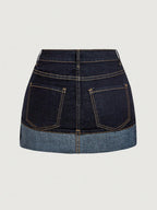 Solid Minimalist Casual Denim Skirt