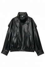 Black leather jacket on a white background