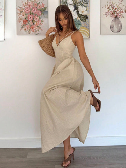 Ruffle Elegant A-Line Long Skirt Dress