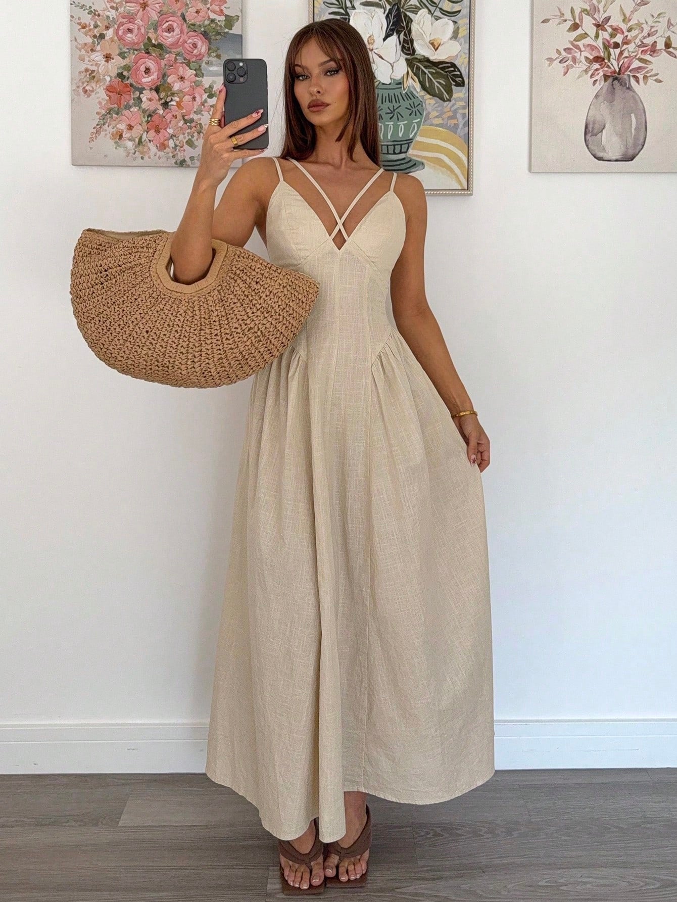 Ruffle Elegant A-Line Long Skirt Dress