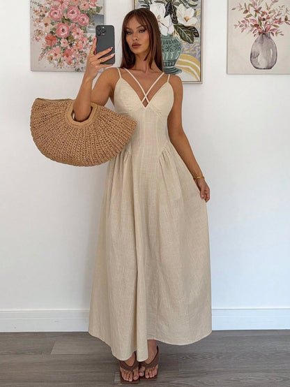 Ruffle Elegant A-Line Long Skirt Dress