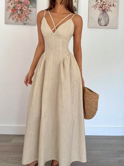 Ruffle Elegant A-Line Long Skirt Dress