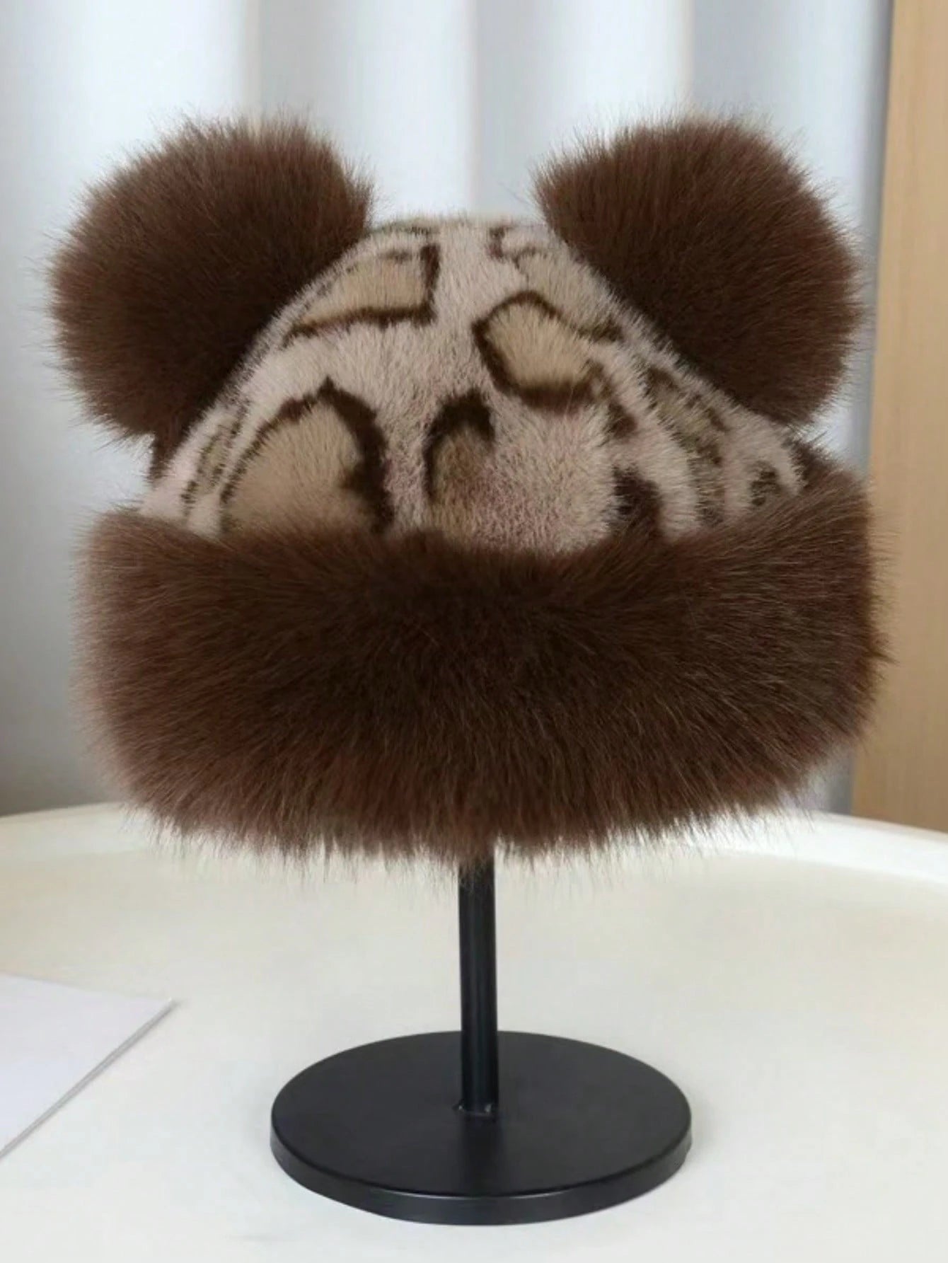 Vintage Leopard Mongolian Fur Hat