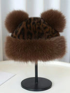 Vintage Leopard Mongolian Fur Hat