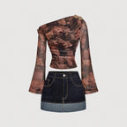 Solid Minimalist Casual Denim Skirt