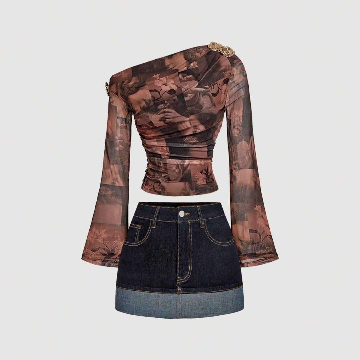 Solid Minimalist Casual Denim Skirt