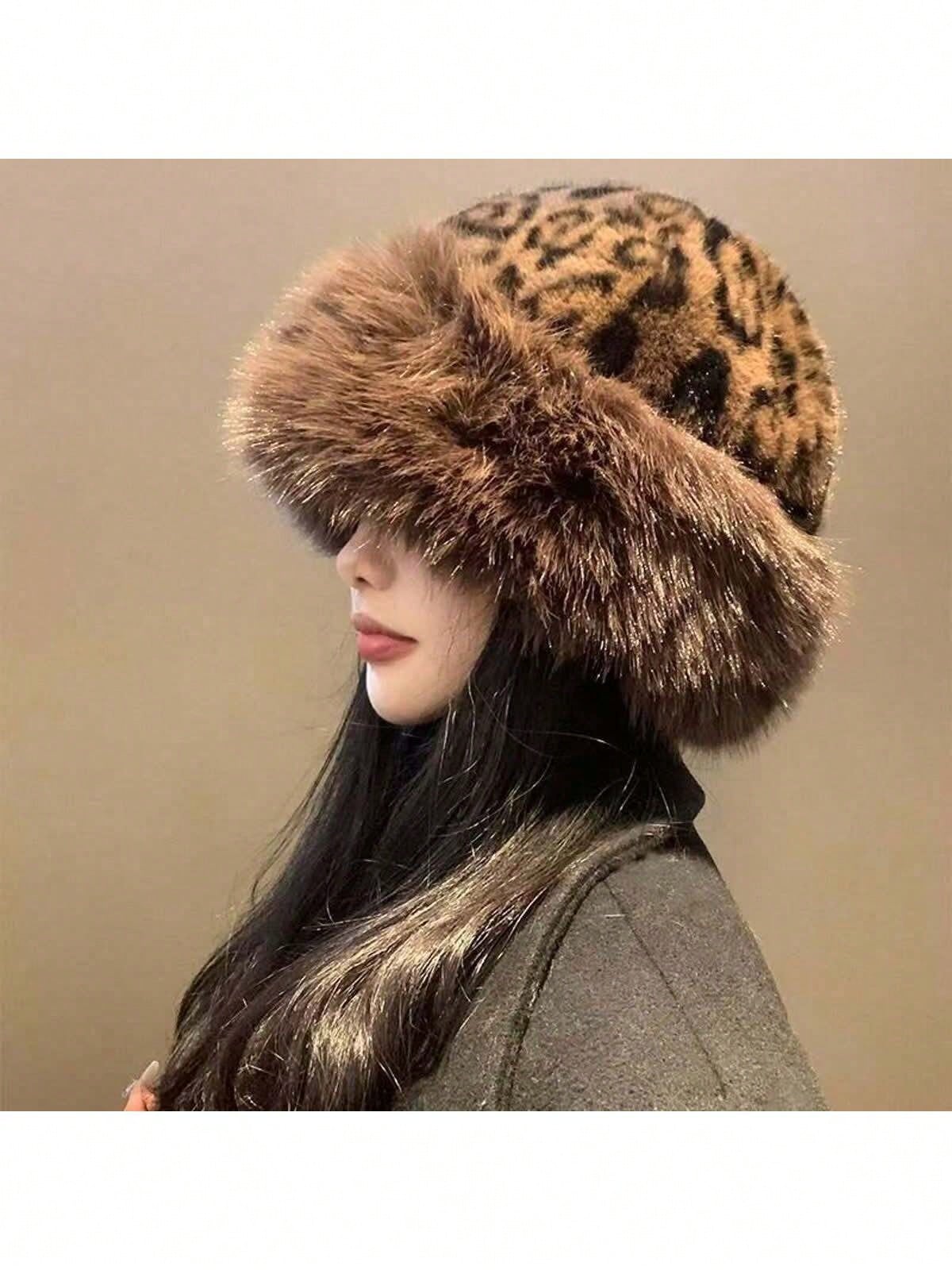 Leopard Knitted Mongolian Hat