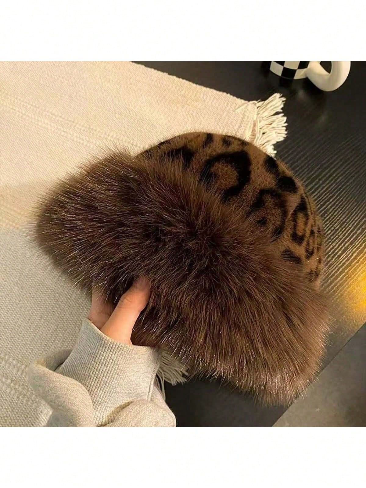 Leopard Knitted Mongolian Hat