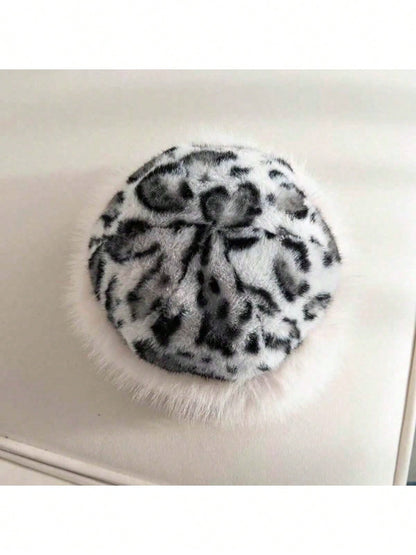 Leopard Knitted Mongolian Hat