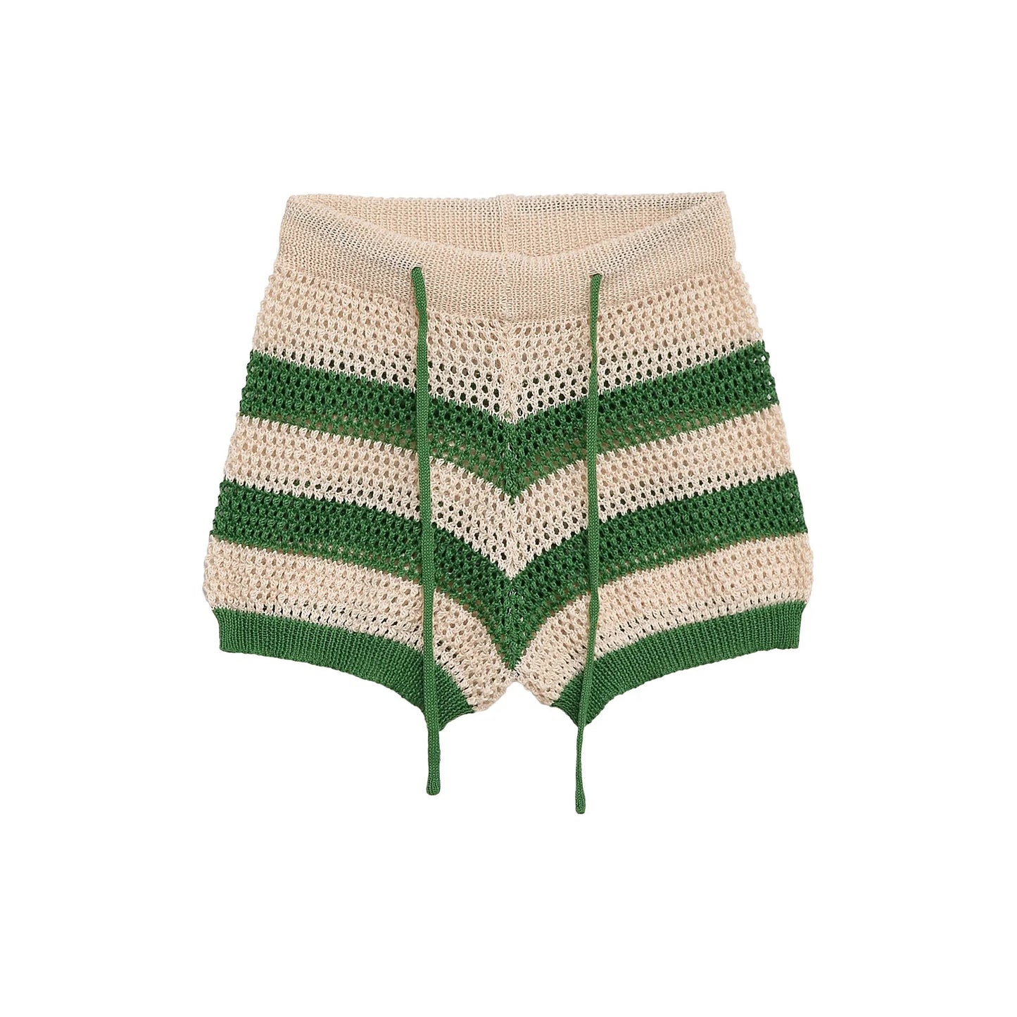 Striped Knit Cardigan Shirt and Knit Shorts Set