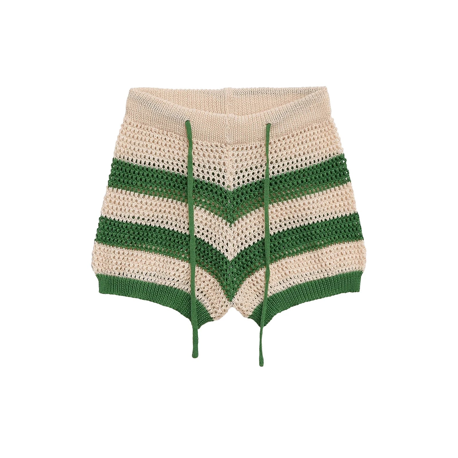 Striped Knit Cardigan Shirt and Knit Shorts Set