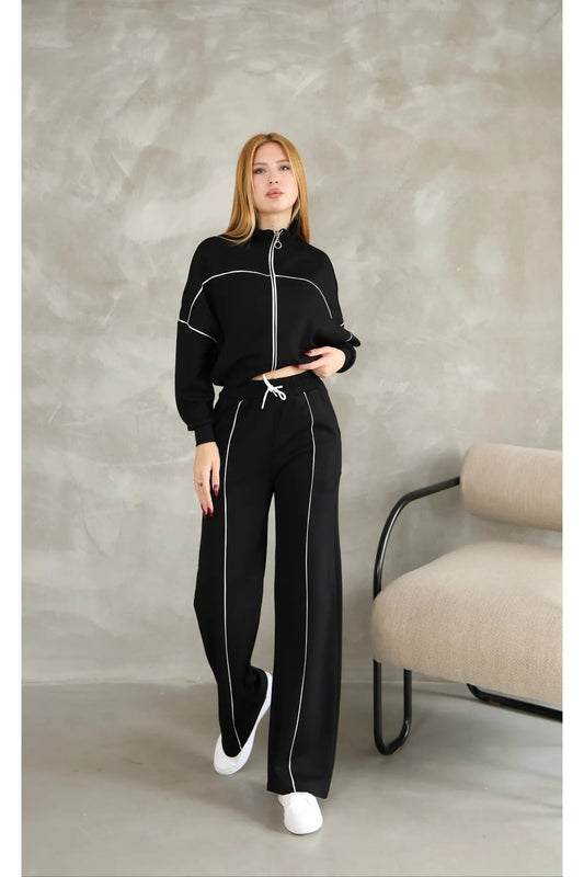 Long Sleeve Hoodie And Drawstring Waist Pants