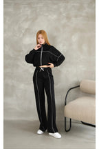 Long Sleeve Hoodie And Drawstring Waist Pants