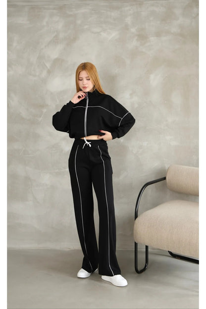 Long Sleeve Hoodie And Drawstring Waist Pants