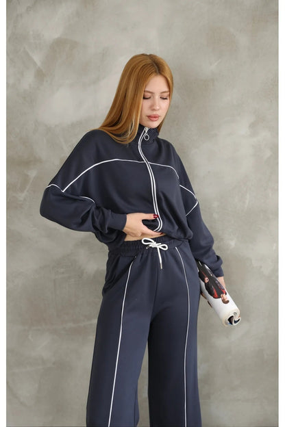 Long Sleeve Hoodie And Drawstring Waist Pant