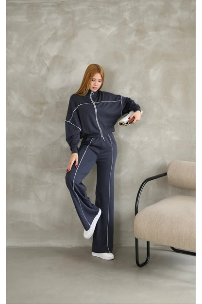 Long Sleeve Hoodie And Drawstring Waist Pant